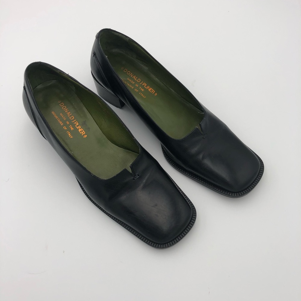 Donald J. Pliner Black Square-Toe Block Short Heel
